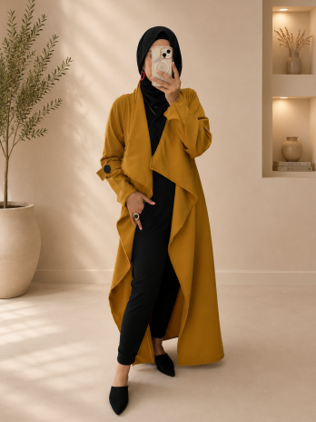 Golden Waterfall Duster Coat