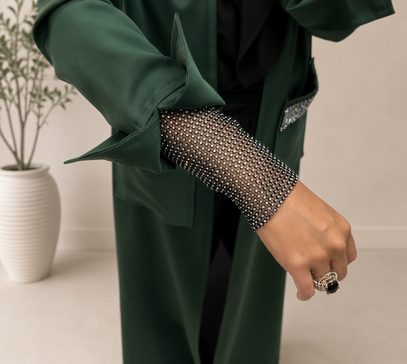 Emerald Crystal Detail Coat - Image 3