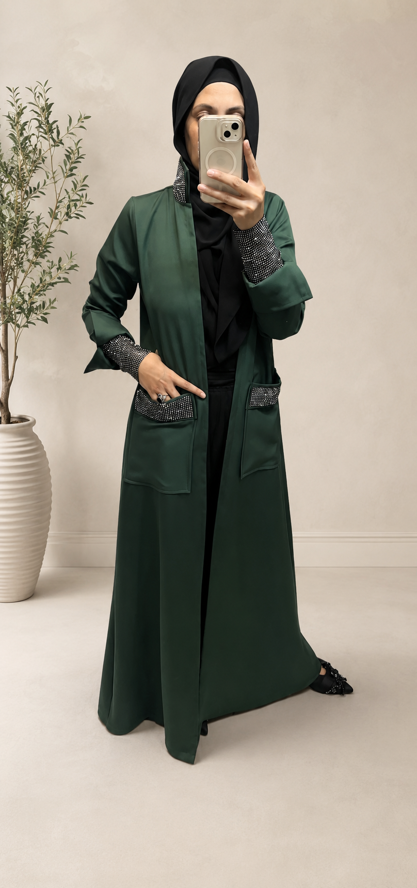 Emerald Crystal Detail Coat - Image 4
