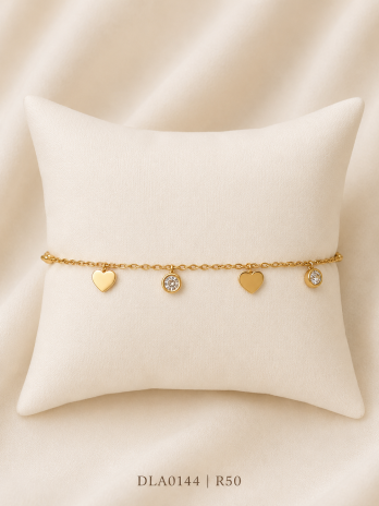 Golden Heart Charm Bracelet